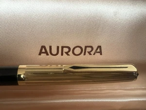 AURORA Ballpoint Pen 98 Black And 22 KT Gold Plated Never Used Warranty WRITES - Picture 1 of 10