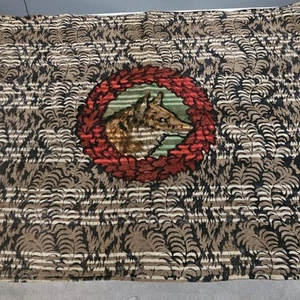 Vintage CHASE Wolle Mohair Rosshaar Buggy Kutsche Morgenmantel Schlitten Decke Wolf Motiv - Bild 1 von 13
