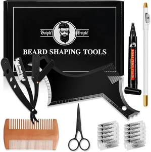 Beard Shaper Kit for Men Template Guide with Razor Blades Comb Scissor - Picture 1 of 5