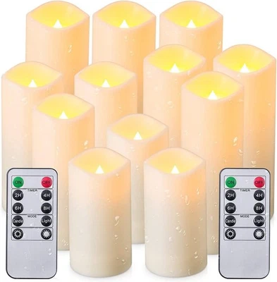 12er LED Kerzen Warmweiß Kerze Dekokerzen Timer Garten Flammenlose Flackernd - Bild 1 von 4