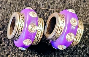 2 Brighton Schillernd Lila Runde Zwischenhalter Perlen Kristall Strass Set - Bild 1 von 3