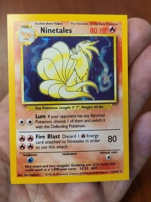 Ninetales Base Set Holo 12/102 Error SQUARE CUT Factory Cut  - Image 1 of 4