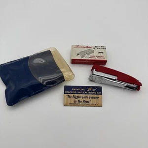 Vintage Swingline TOT 50 Mini Red Stapler Kit With Staples And Instruction Card - Picture 1 of 3