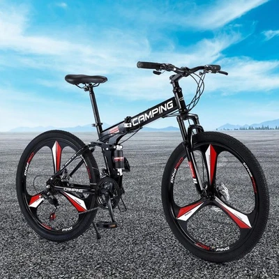 26" FOLDING Mountain Bike Shimano 21-Speed Dual Disc Brakes Steel Frame Unisex - Image 1 of 4