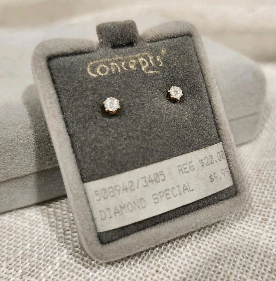 Concepts Stainless Steel Genuine .01 TW Diamond Stud Earrings - Communion - Image 1 of 4