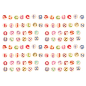 100 Pcs 15MM 26 Letters Two-hole Round Natural Color Mixed Wooden Buttons - Picture 1 of 12