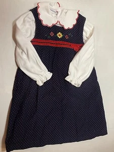 Samantha Says Girls Size 5 W Curdoroy Embroidered dress And White Red Trim Top - Picture 1 of 7