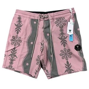 Vissla Upcycle Coconut Stretch Floral Purple Boardshorts Mens Size 34 Act 35* - Picture 1 of 12