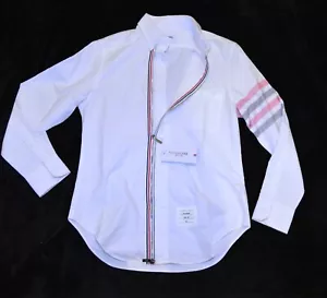 NWT Thom Browne White zipper buttondown shirt Men's size 3 / L Large - Picture 1 of 2