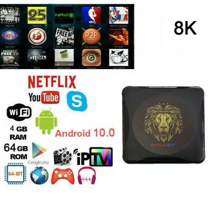 Digitale Terrestre Con Android 10.0 UHD TV BOX ROM 64 GB RAM 4 GB Video 3D 8K - Immagine 1 di 1