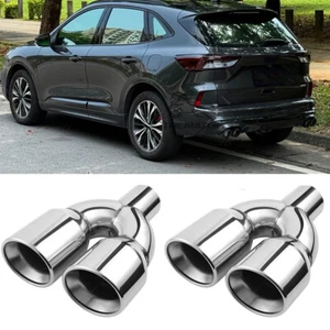 2X Punta de tubo de escape de acero doble de 2,5" en 3,5" de longitud de 9,5" para Ford Kuga MK3 - Imagen 1 de 12