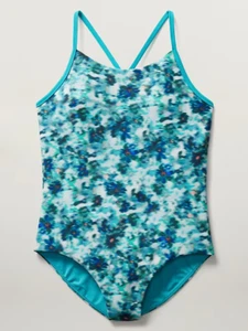 Athleta Girl XL/14 Adjustable One Piece Swimsuit Tie Dye Blue X-Large - Picture 1 of 2