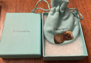 Pair Of Tiffany & Co. Sterling Silver & 18k Tie Tack Pin in Box w pouch - Picture 1 of 3