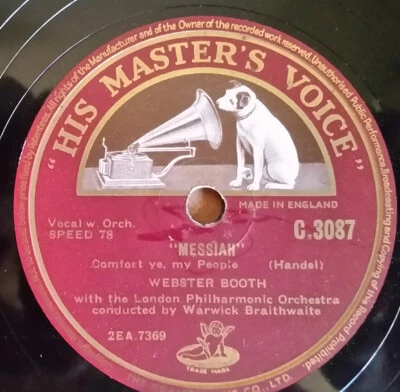 SHELLAC/78 - WEBSTER BOOTH - MESSIAH - LONDON PHIL - WARWICK BRAITHWAITE C3087 - Image 1 of 2