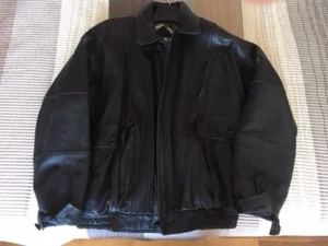 Giacca pelle uomo Frank Stella vintage - taglia 38 - pelle nera ciottolata - Foto 1 di 8