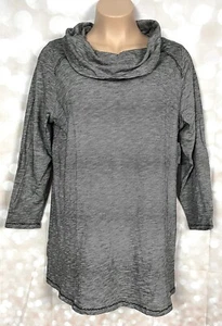 CATHERINES Size OX/14W-16W B&W Tiny Stripe Cotton COWL KNIT TUNIC TOP NWT - Picture 1 of 12