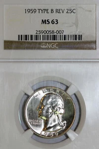 Blast White Type B Rev. 1959-P Washington Quarter Dollar NGC MSS63 (2590058-007) - Picture 1 of 4