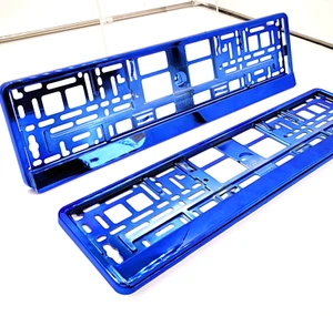2 Pièce Plaque Bleu - Chrome Porte-Plaque pour Audi Ford VW Kia - Bild 1 von 24