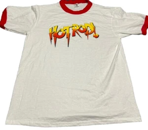 Vintage WWE Rowdy Roddy Piper Hot Rod White Ringer Tee T Shirt L WWF WCW H6 - Picture 1 of 4