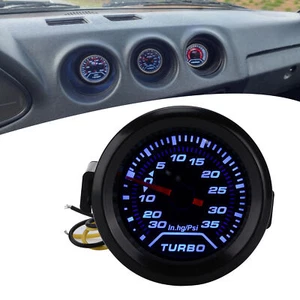 12V Turbo Boost Pressure Gauge 52mm/2in 35PSI Digital Display Blue Red LED Modif - Picture 1 of 12