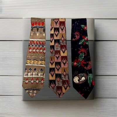 Мужские галстуки TABASCO сделано в США 100% шелк б/у в отличном состоянии Jalapenos лот из 3 - Изображение 1 из 4