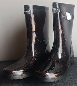 Women's Size 10 Brown Sparkle Reaction Rubber Weather Proof Boots New - Picture 1 of 7