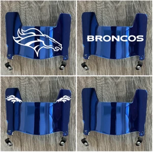 Denver PREMIUM Mini Football Helmet Visor BLUE CHROME MIRROR w/ WHITE + Clips - Picture 1 of 5