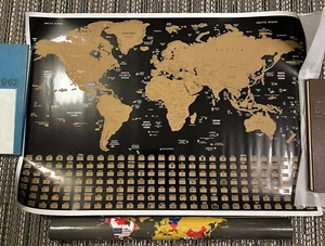 Scratch Off Large Travel Destination Tracker Gift World Map Poster 33X23 Inches - Picture 1 of 5