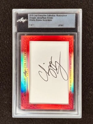 Chipper Jones Ryan Klesko 2015 Leaf Masterpiece Cut Signature autograph 1/1 JSA - Image 1 of 2