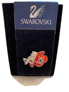 Swarovski Vintage Red Enamel Winter Mittens. Unused on origional card/Thailand. - Picture 1 of 4