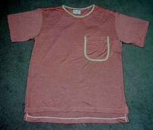 Retro 90s Tee shirt Red Stripe with Pocket Quality Cloth Measurements in Listing - Picture 1 of 3