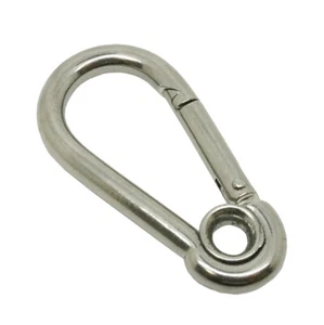 Boat Marine Clip Stainless Steel Safety Spring Hook Carabiner With Rope Holder - Picture 1 of 1