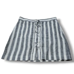 Gonna Madewell taglia 4 W30" in vita gonna A-Line misto lino minigonna a righe - Foto 1 di 5