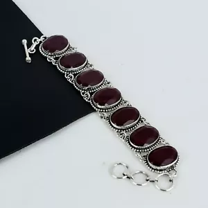Elegant Ruby Gemstone Bracelet 925 Sterling Silver Party Wear Jewelry For Gifts - Picture 1 of 4
