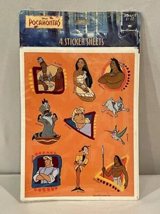 NUOVI fogli adesivi vintage Hallmark Disney's Pocahontas 4 nuovi con scatola/sigillati HTF - Foto 1 di 2