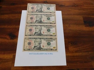 UNCUT SHEET OF (4) U.S. $10 DOLLAR BILLS SERIES YEAR 2009 BRAND NEW, ITEM #595. - Picture 1 of 6