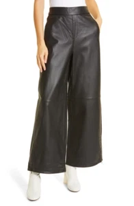 BNWT TED BAKER Frencis Black Wide-leg Leather Trousers Size L 4 - Picture 1 of 8