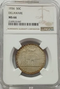 Medio dólar conmemorativo de Delaware 1936 NGC MS 66 - Imagen 1 de 1