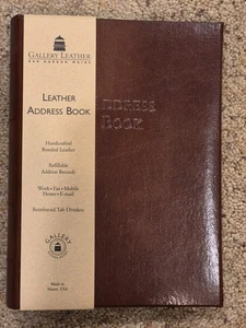 Gallery Leather Desk Address Book 9" x 7" Handcrafted Refillable Brown Leather - Picture 1 of 3