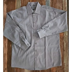 Kenneth Cole REACTION No Iron Men’s Blue/Gray Long Sleeve Dress Shirt 16 Large - Picture 1 of 24