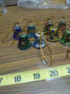 Vintage 10pc Chinese Cloisonne Bell Ornaments Flower Floral Enamel Metal 1.5 In - Picture 1 of 5