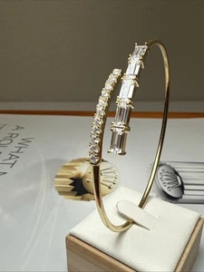Brazalete brazalete de oro de plata de ley .925 con diamantes redondos - Imagen 1 de 5