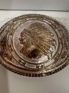Gürtelschnalle Silberschmiede Sammlung Majestätischer Indianerhäuptling groß oval Neu - Bild 1 von 15