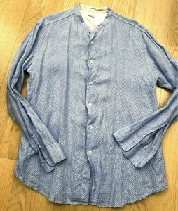 VISVIM Linen Cotton L/S Stand Collar Dot Shirt Blue Size 3 VM082517 - Picture 1 of 7