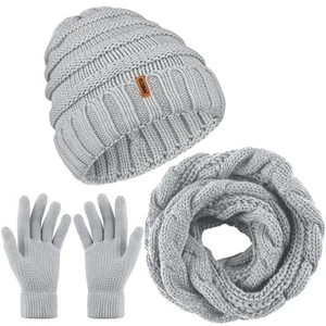 Winter Warm Knitted Scarf Beanie Hat and Gloves Set Men & Women's Soft Stretc... - Picture 1 of 7