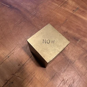 Vintage 1980’s Brass Cube Paperweight Office 2lbs. Censured, Tomorrow, Today, 2” - Photo 1/8