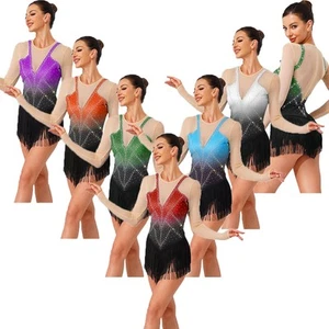 Womens Dresses Figure Skating Dress Gymnastics Dancewear Stage Leotard Bodysuit - Picture 1 of 83