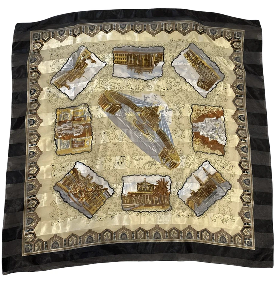 Bufanda de seda vintage Roma Italia monumentos - Coliseo, Vaticano, Piazze y Basílicas Foto 1 de 4