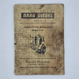 SABB Diesel Engine Models G GG GSP Instruction Book & Parts List (1969 Damsgård) - Picture 1 of 17
