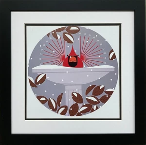 Charley Harper "B-r-r-r-rdbath" Custom Framed Art Print, Birds, Cardinal - Picture 1 of 3